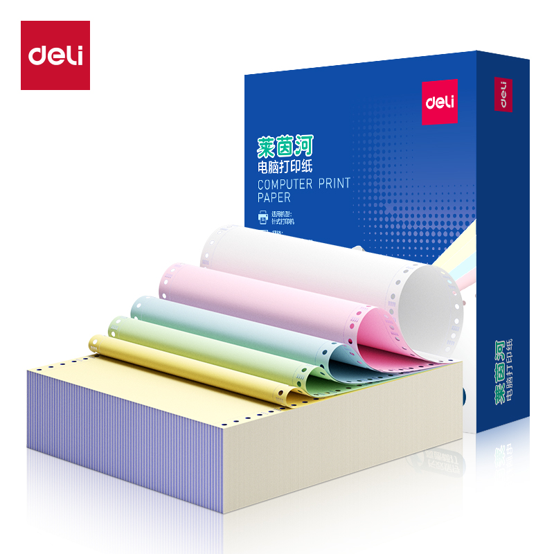 得力萊茵河L241-5電腦打印紙(1/3CS彩色撕邊)(1000頁(yè)/盒)