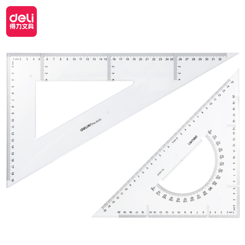 得力6435三角尺33cm(透明本色)(套)