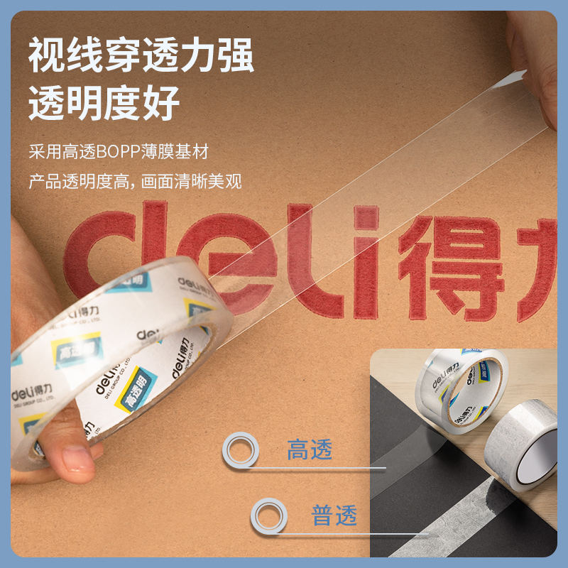 得力30130封箱膠帶24mm*30y*50um(12卷/筒)(高透)