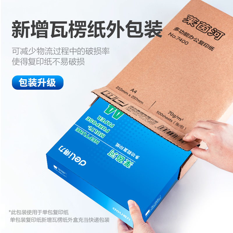 得力7400萊茵河復(fù)印紙A4_70g_1包(藍)