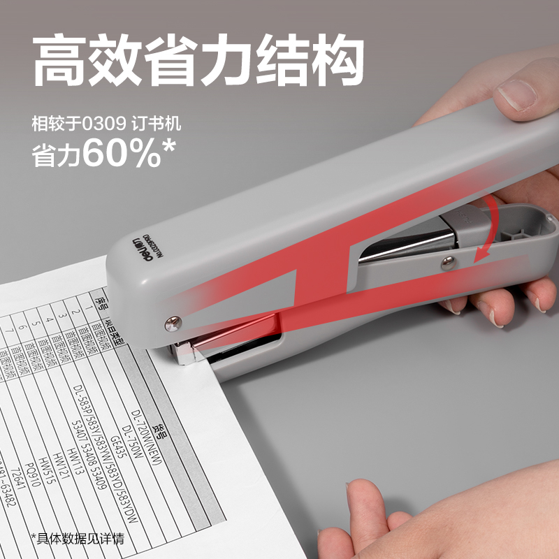 得力0329PRO手握式省力訂書(shū)機(jī)(灰色)(盒)