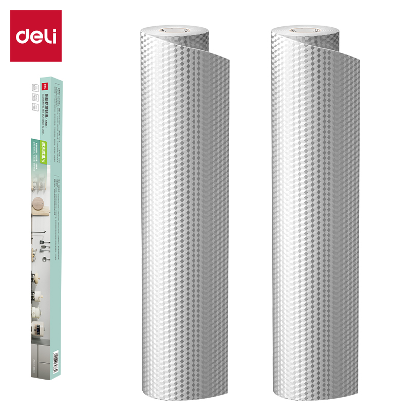 得力JF334廚房鋁箔貼紙61cm*5m(方格紋)(1卷/盒)