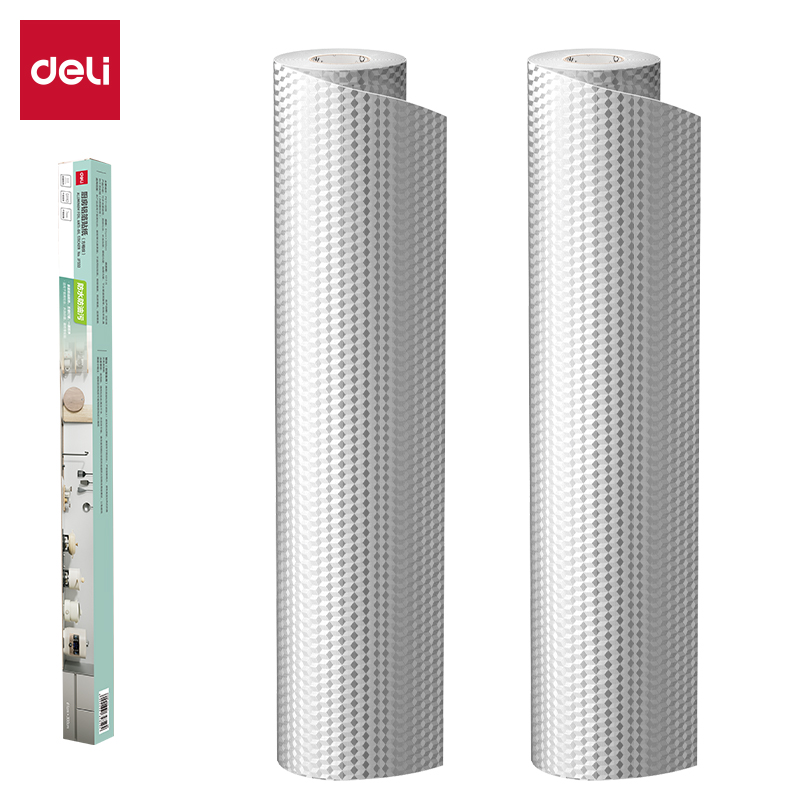 得力JF332廚房鋁箔貼紙61cm*3m(方格紋)(1卷/盒)