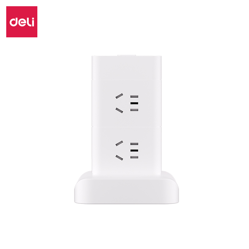 得力LU5051立式插座_8組_1.8米_彩盒(白)(個)