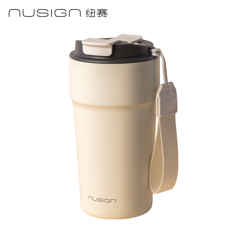 紐賽NS854雙飲口咖啡杯510mL_SUS316L(奶芙白)(個(gè))