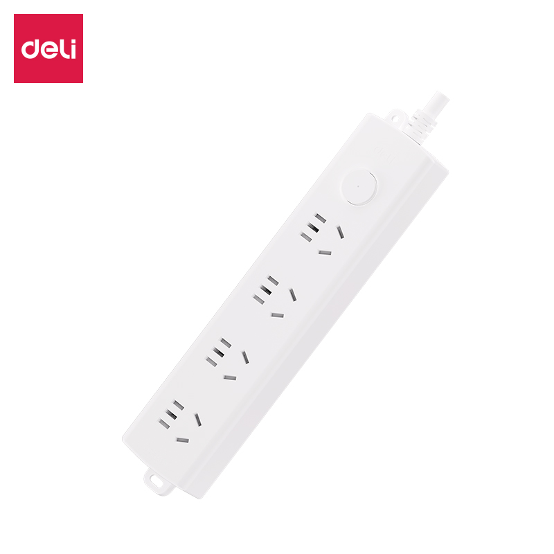 得力LX128(1.8)珠白系列插座_4組_1.8米_彩盒(白)(個(gè))