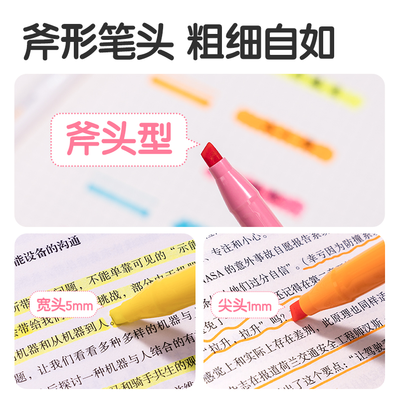 得力SK226單頭抗暈染熒光筆繽紛色系(混)(6支/盒)