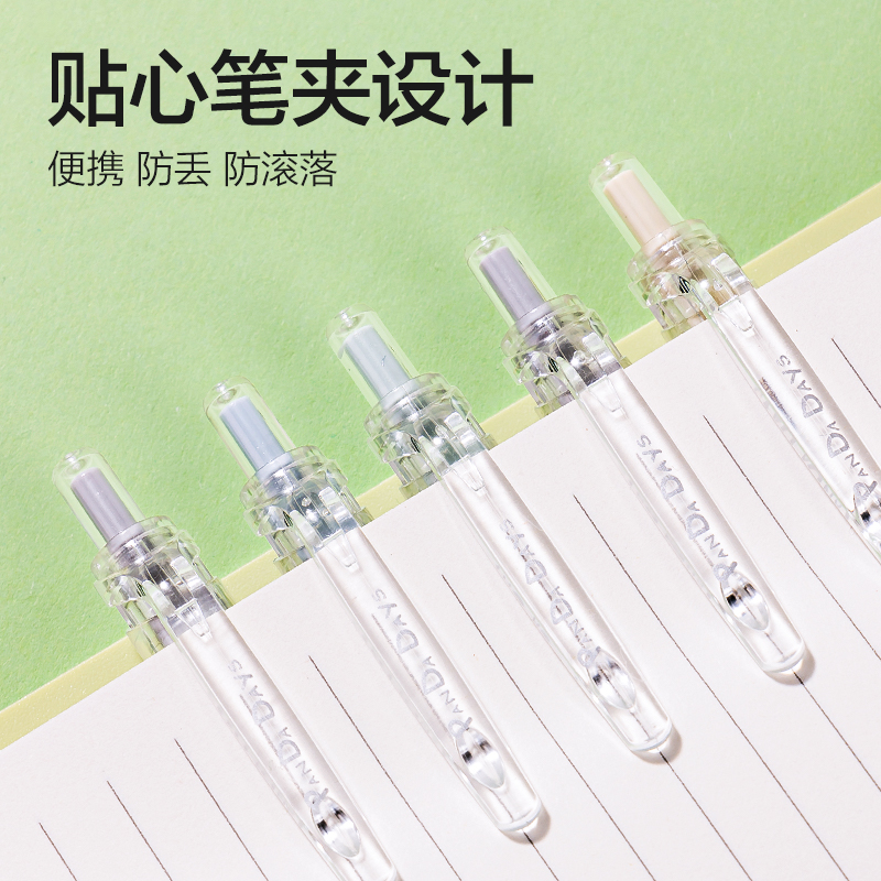 得力SA144熊貓速干按動IP中性筆0.5mm黑曜石子彈頭(黑)(5支/盒)