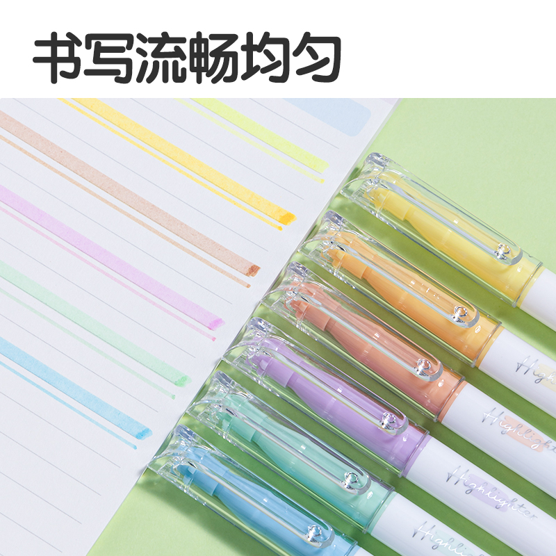 得力SK227單頭抗暈染熒光筆霽月色系(混)(6支/盒)