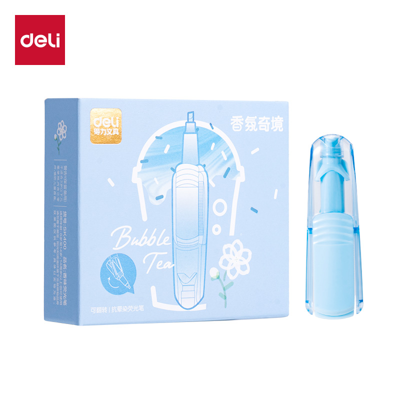 得力SK400翻轉(zhuǎn)抗暈染香味熒光筆(藍(lán))(支)